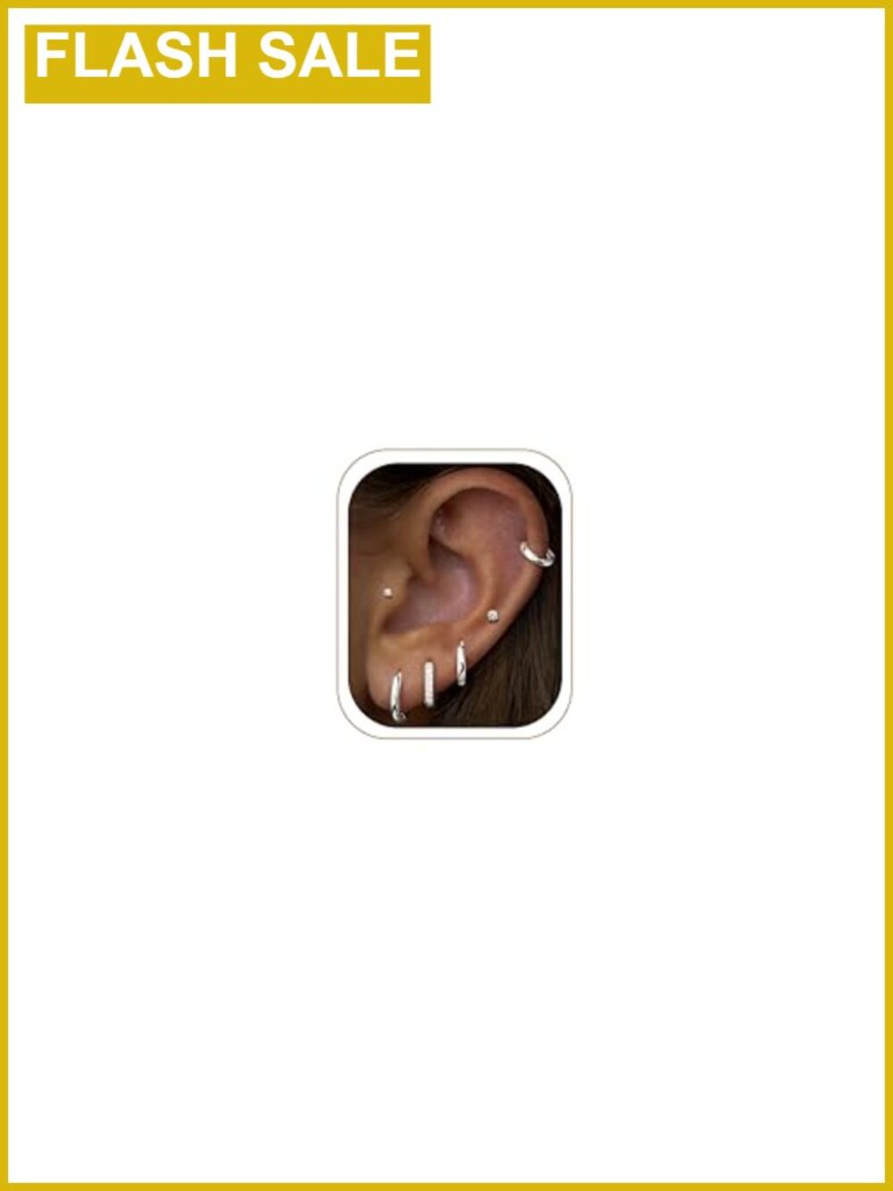 6 Pair Hypoallergenic Gold Hoop Earrings Set, Flat Back Studs for Cartilage